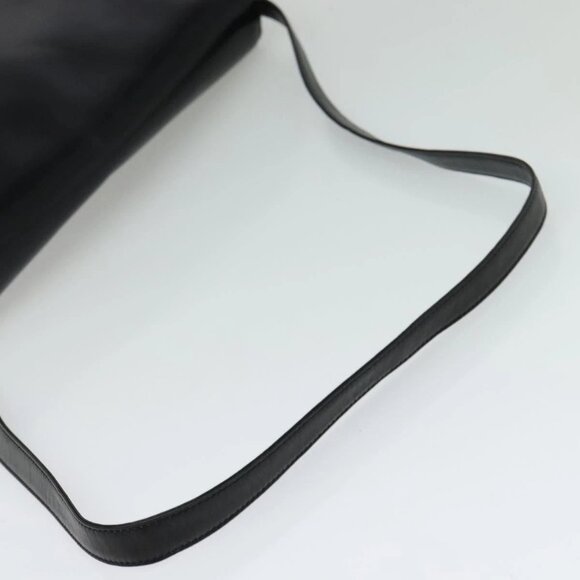 LOEWE Anagram Shoulder Bag Leather Black Gold Auth bs27097 - Picture 10 of 16